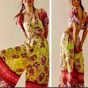 Xs Free people boho romper open side wide leg
